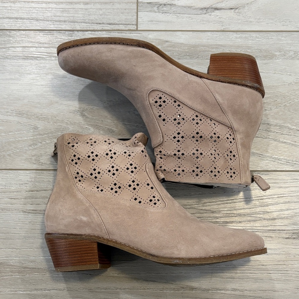 Cole Haan Jayne Suede Ankle Boots with Cutout Design 7.5 NWOB